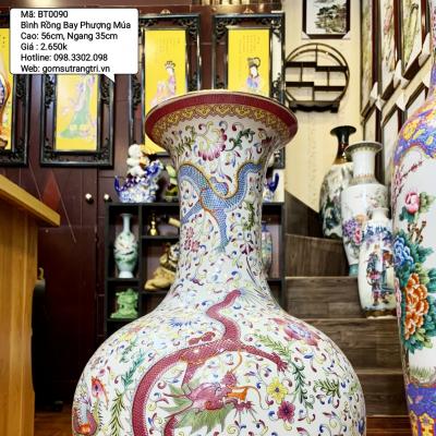 Bình củ tỏi họa tiết Long Phượng